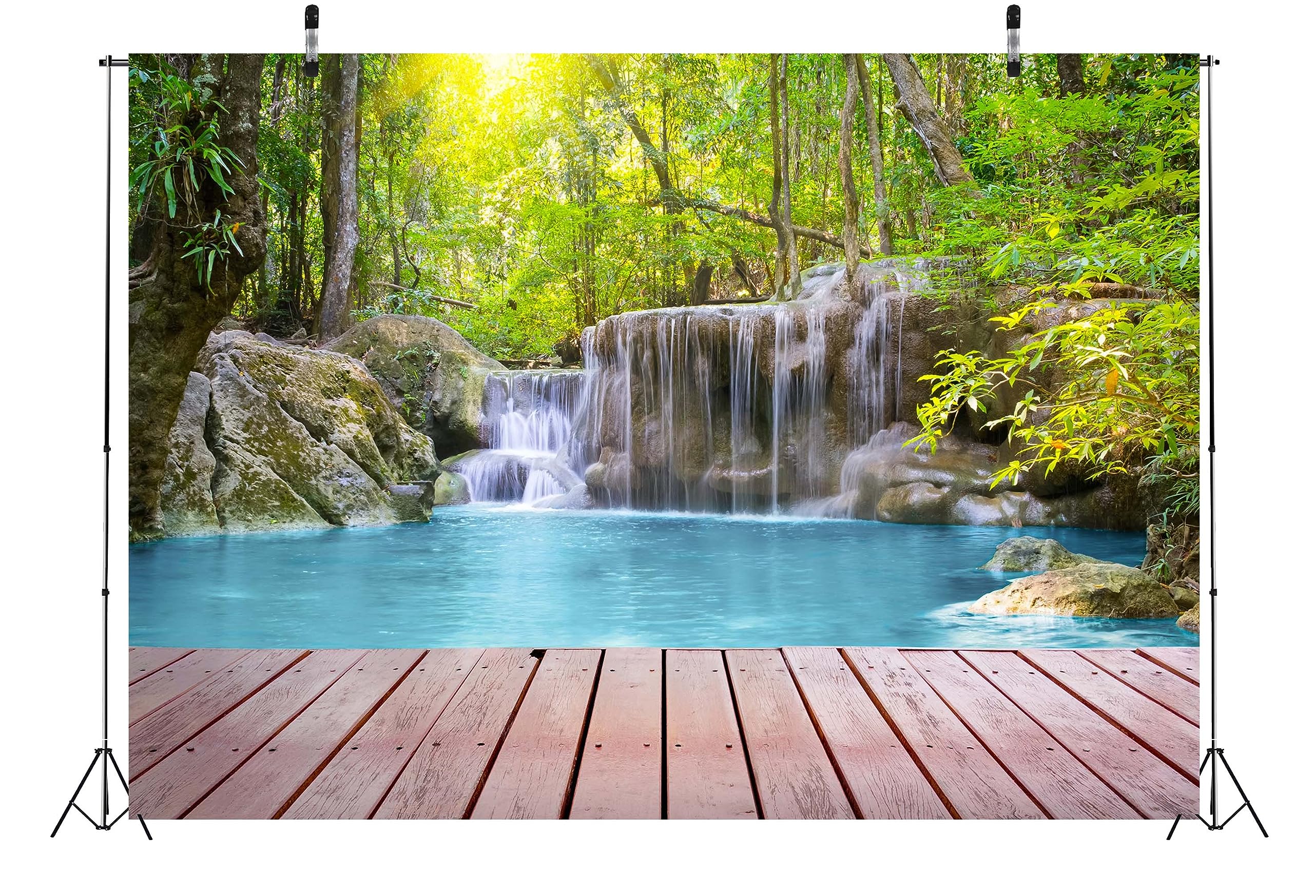 Amazon | CORFOTO 生地 12x10フィート 滝 写真撮影用背景 自然 森林